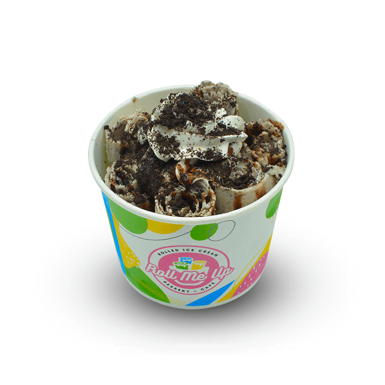 Vanilla base Oreo rolled ice cream